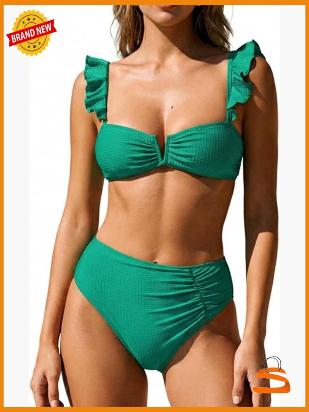 V Wire Bikini Set High Waisted Ruched Bottom Adjustable Straps